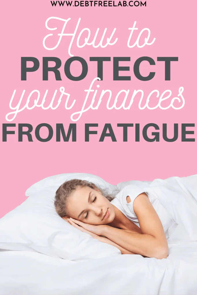 Did you know that insomnia and tiredness can lead you to make poor financial decisions? Try these strategies to combat this effect and keep your finances on track! Click through to see how you can protect your finances from insomnia and fatigue. Make the best financial decisions for you and your family, even while experiencing fatigue. #personalfinancetips #personalfinancelessons #personalfinancegoals #financialplanning #financialtips #financialorganization
