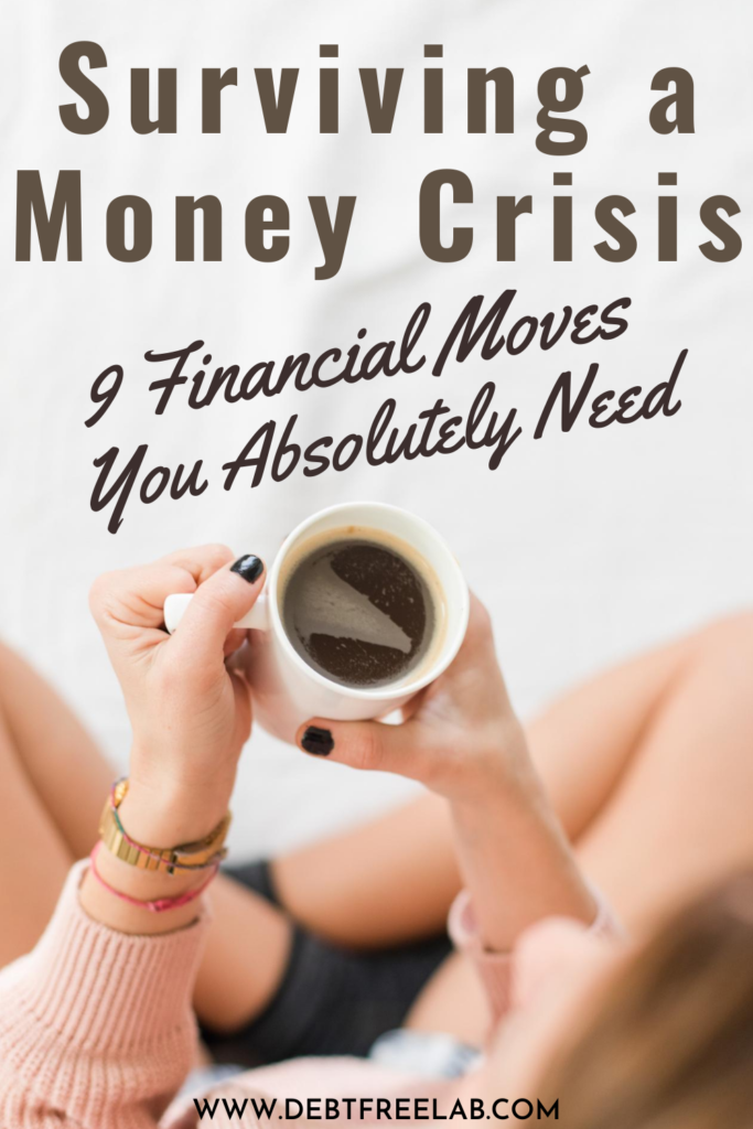 A financial crisis can take many forms. From the loss of a job to the loss of a relationship, here’s 9 money moves you can make today to minimize its impact and get back on your feet. Dealing with a job loss, layoff, or any other financial crisis can be overwhelming and stressful. Get out of panic mode and come up with an actionable and effective plan to make your money work for you during any financial crisis. Click through to see the exact steps that will help you make ends meet during a financial crisis. #howtobudget #financialcrisis #moneymanagement #debtfree #lossofincome #budgeting, #savings #financialplanning